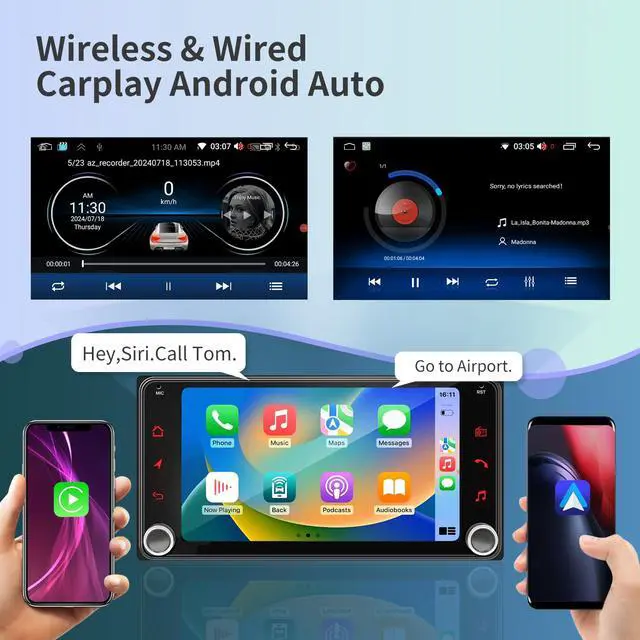 Alt view image 3 of 6 - Car Radio for Toyota 4Runner 2003-2009,for Tundra 2000-2006,for Sequoia 2001-2007 Stereo Upgrade Touch Screen Wireless Carplay Android Auto Head Unit Bluetooth GPS FM/RDS Backup Camera