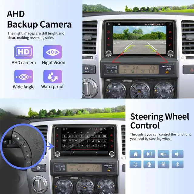 Alt view image 6 of 6 - Car Radio for Toyota 4Runner 2003-2009,for Tundra 2000-2006,for Sequoia 2001-2007 Stereo Upgrade Touch Screen Wireless Carplay Android Auto Head Unit Bluetooth GPS FM/RDS Backup Camera