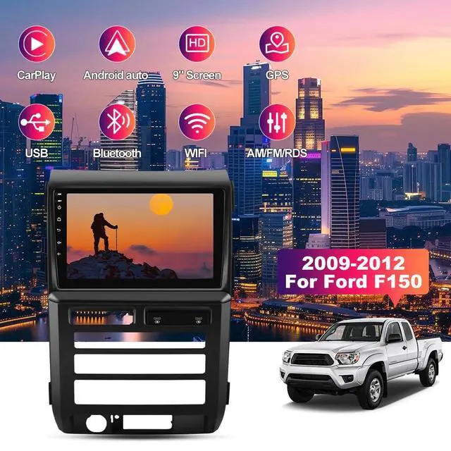 Alt view image 2 of 6 - 4Core 64GB Car Stereo for Ford F150 2009 2010 2011 2012, 9" Touchscreen F150 Radio Upgrade with Wireless Carplay Android Auto GPS Navigation Backup Camera - (Auto AC Only)