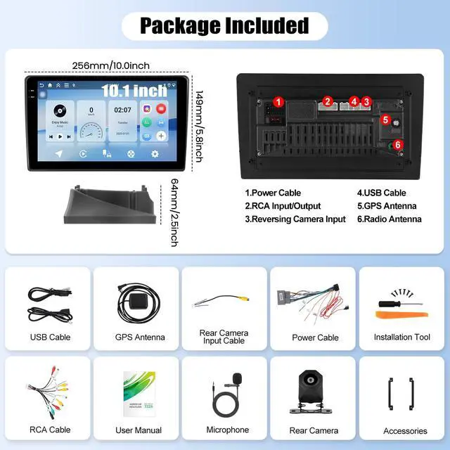 Alt view image 3 of 6 - 4G+128G Android Car Stereo for Ford Explorer 2005-2010 Car Radio with Wireless Carplay Android Auto 10.1 Inch Touch Screen Mirror Link Backup Camera WiFi GPS FM RDS Bluetooth