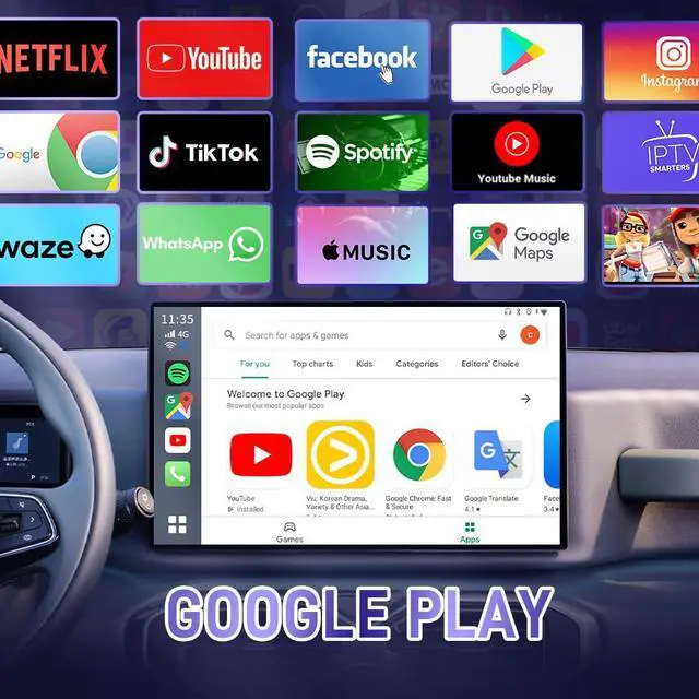 Alt view image 4 of 6 - Wireless CarPlay Adapter 3 in 1 Ai Box Only for Wired CarPlay Touch Screen Cars, Support Android 13.0 System Wireless CarPlay Android Auto YouTube Netflix GPS+Glonass - CPC200-Tbox LED
