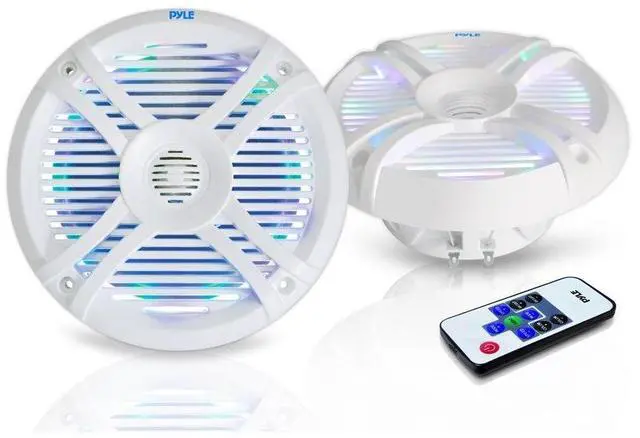 Main image of 6.5 Dual Waterproof Marine Speakers - 250W Outdoor Car/Boat Radio Stereo Speakers Waterproof/Weather Proof Marine Stereo Speakers System Pair- LED Light Mount Kit Speaker Wire Grill PLMRX68LEW