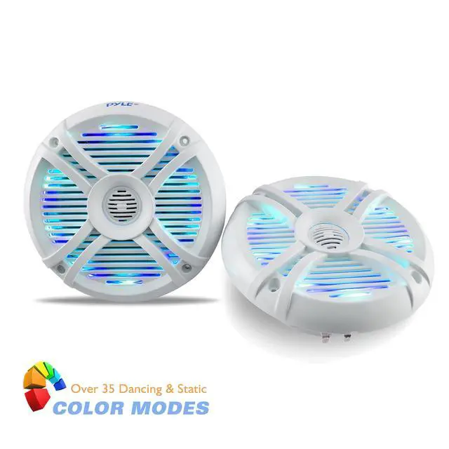 Alt view image 2 of 6 - 6.5 Dual Waterproof Marine Speakers - 250W Outdoor Car/Boat Radio Stereo Speakers Waterproof/Weather Proof Marine Stereo Speakers System Pair- LED Light Mount Kit Speaker Wire Grill PLMRX68LEW