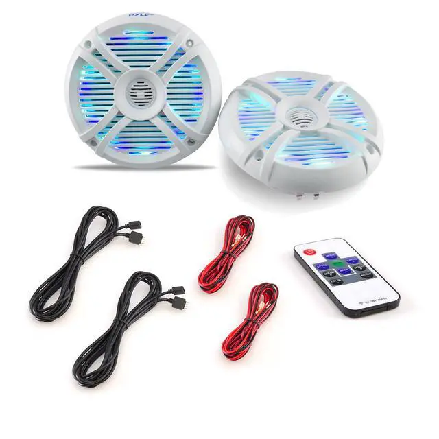 Alt view image 4 of 6 - 6.5 Dual Waterproof Marine Speakers - 250W Outdoor Car/Boat Radio Stereo Speakers Waterproof/Weather Proof Marine Stereo Speakers System Pair- LED Light Mount Kit Speaker Wire Grill PLMRX68LEW