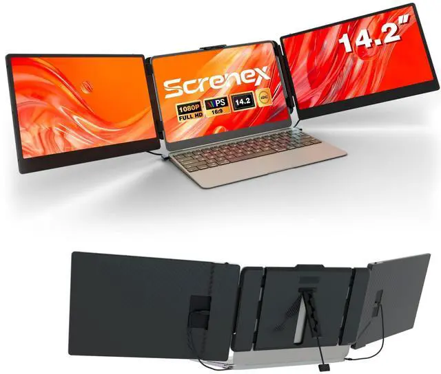 Main image of Laptop Screen Extender Triple Monitor, 14.2" Portable Multi Monitor FHD 1080P IPS Ultra-Thin, HDMI/USB-A/Type-C & Plug & Play, Fits 13-17" Laptops, Compatible with Windows/macOS/Android/Switch