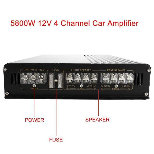Alt view image 4 of 6 - 5800W 12V 4 Channel Car Amplifier Stereo Audio Super Bass Power Subwoofer Amp