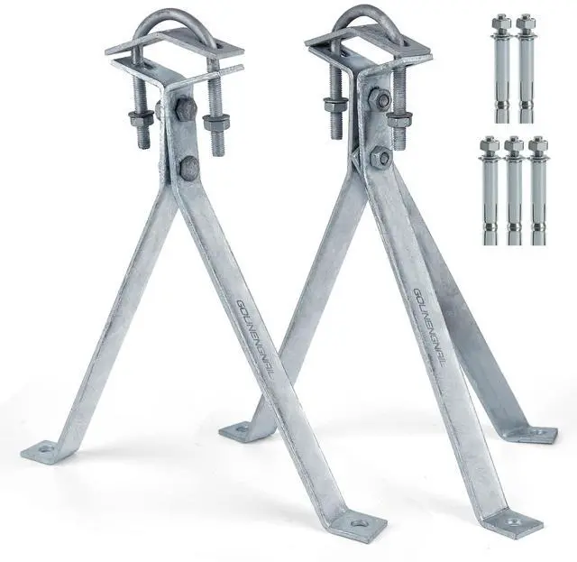 Main image of Heavy-Duty Antenna Wall Mount,Windproof Stand Off Wall Mast Mounting Clamps,1 Pair with Expansion Bolts(1 Pair Mount (3-Leg + 2-Leg), 14 Inch)
