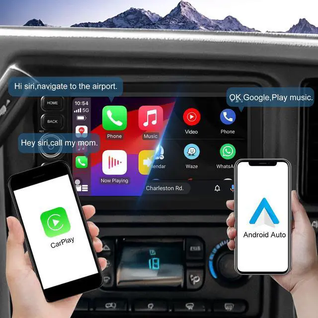 Alt view image 3 of 6 - 4+64G Android 14 Double Din Car Stereo for Chevrolet Silverado Impala Tahoe GMC Sierra Yukon Hummer H2 with 7 Inch IPS Touchscreen Radio Built-in Wireless Carplay/Android Auto/Bluetooth/FM/AUX/SWC