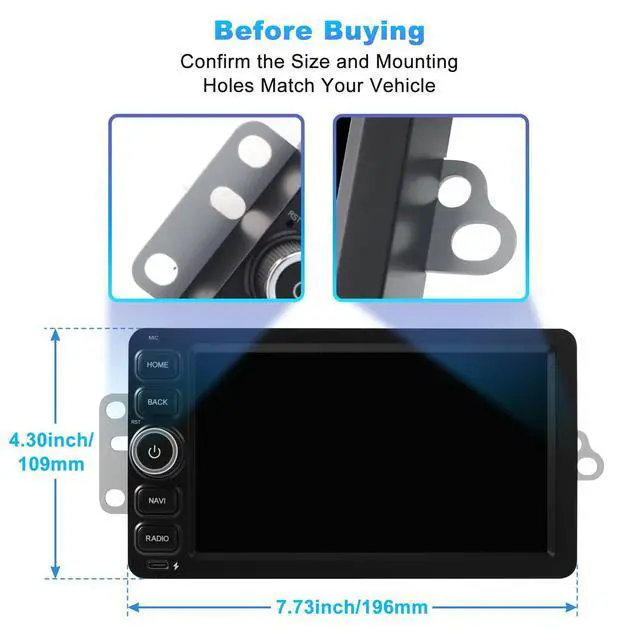 Alt view image 6 of 6 - 4+64G Android 14 Double Din Car Stereo for Chevrolet Silverado Impala Tahoe GMC Sierra Yukon Hummer H2 with 7 Inch IPS Touchscreen Radio Built-in Wireless Carplay/Android Auto/Bluetooth/FM/AUX/SWC