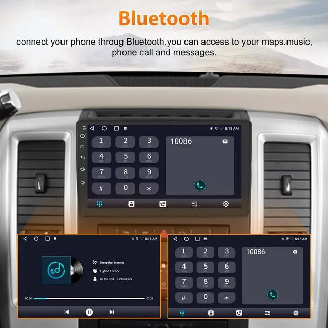 Alt view image 4 of 6 - 4Core 64GB Car Radio Stereo 10 Inch Touch Screen for Dodge Ram 1500 2500 3500 2009 2010 2011 2012 with CarPlay Android Auto