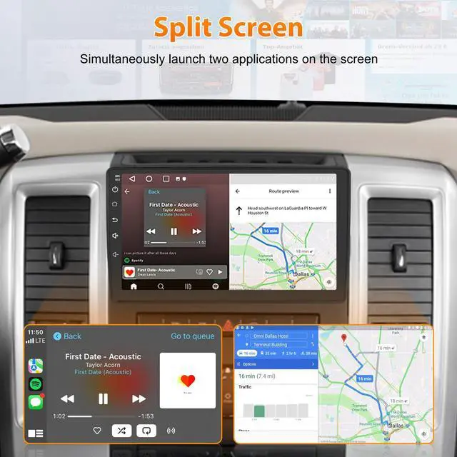 Alt view image 5 of 6 - 4Core 64GB Car Radio Stereo 10 Inch Touch Screen for Dodge Ram 1500 2500 3500 2009 2010 2011 2012 with CarPlay Android Auto