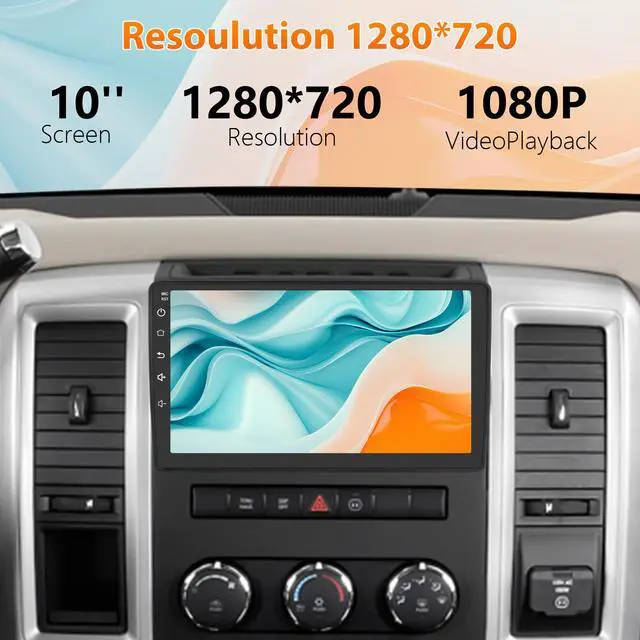 Alt view image 6 of 6 - 4Core 64GB Car Radio Stereo 10 Inch Touch Screen for Dodge Ram 1500 2500 3500 2009 2010 2011 2012 with CarPlay Android Auto