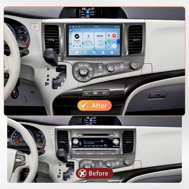 Alt view image 3 of 6 - 4GB+128GB Car Stereo for for Toyota Sienna (2011-2014), 9-Inch in-Cell Touchscreen 720x1280P Android Car Radio Wireless CarPlay Android Auto FM BT WiFi