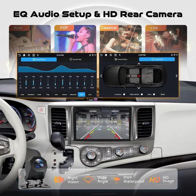 Alt view image 6 of 6 - 4GB+128GB Car Stereo for for Toyota Sienna (2011-2014), 9-Inch in-Cell Touchscreen 720x1280P Android Car Radio Wireless CarPlay Android Auto FM BT WiFi