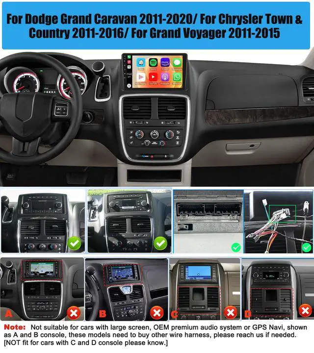 Alt view image 2 of 6 - 2+64G Android Car Stereo for Dodge Grand Caravan 2011-2020 Chrysler Town&Country 2011-2016 Grand Voyager 2011-2015 Carplay Android Auto 9 inch Touchscreen GPS Bluetooth FM/RDS WiFi SWC Backup Camera