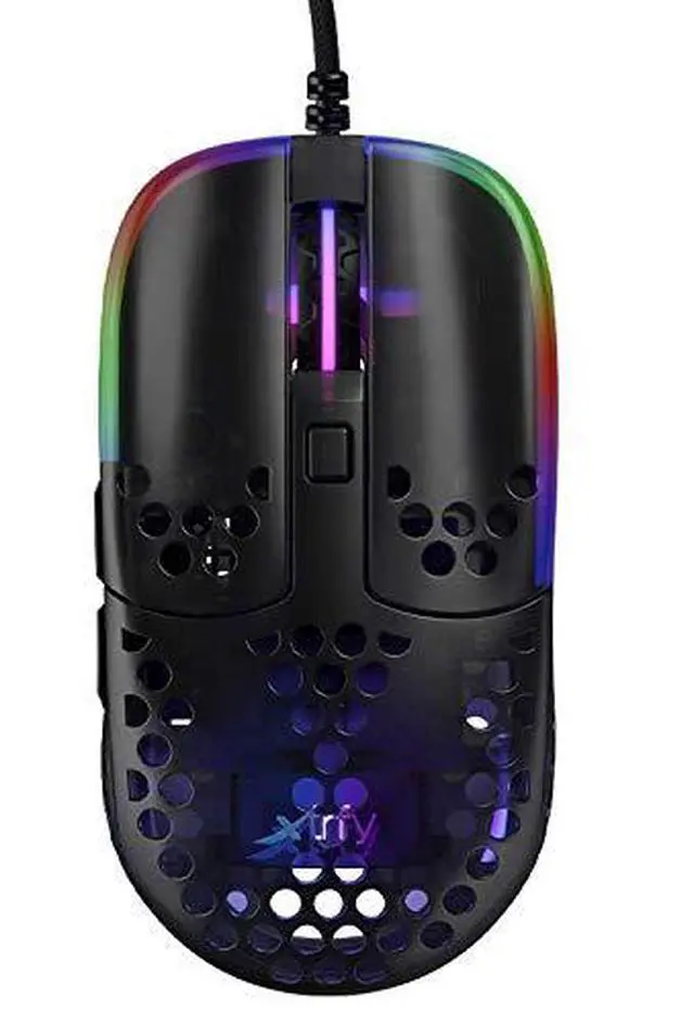 Alt view image 2 of 6 - MZ1, Ultra-Light Wired Gaming Mouse, Cutting-Edge Pixart 3389 Sensor, Unique Shape for Optimum Aim, Adjustable RGB Lighting, Zys Rail Edition