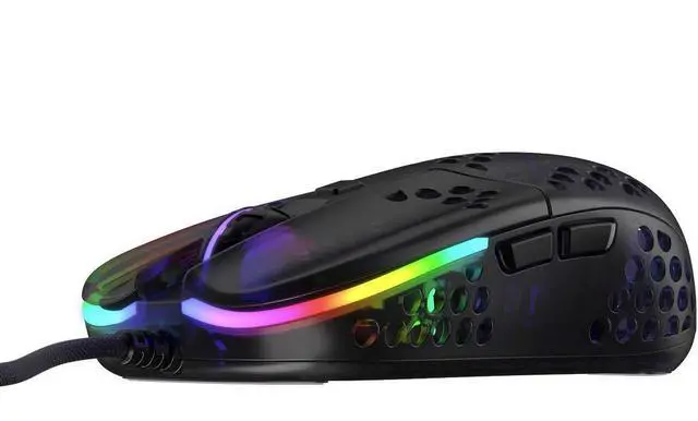 Alt view image 5 of 6 - MZ1, Ultra-Light Wired Gaming Mouse, Cutting-Edge Pixart 3389 Sensor, Unique Shape for Optimum Aim, Adjustable RGB Lighting, Zys Rail Edition