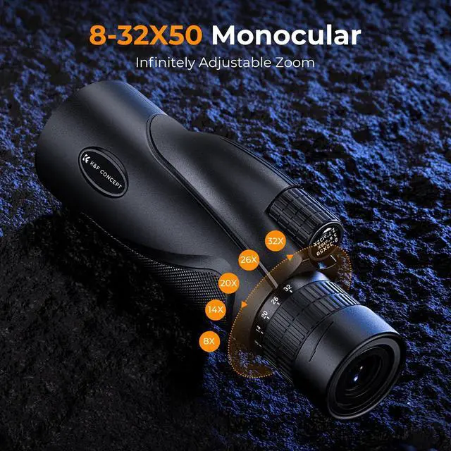 Alt view image 2 of 6 - 8-32X50 Zoom Monocular - High Power Dual Focus Prism Compact Monoculars for Kids Adults, with Phone Adapter, Low Light Night Vision, FMC Lens for Bird Watching Hunting Travel Camping Starg