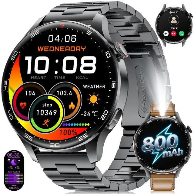 Main image of Smart Watch for Men, 1,7'' HD Large Screen Men's Smartwatch with 800mAh Batterry/Flashlight/Heart Rate/Sleep Monitor/100+ Sport Modes, IP68 Waterproof Fitness Watch
