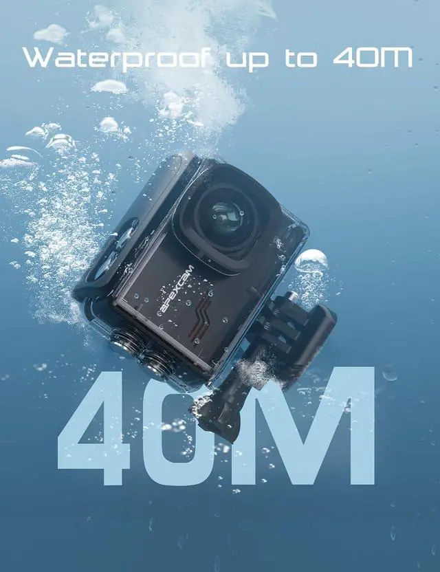 Alt view image 5 of 6 - M80 Action Camera 4K 60FPS with 128GB Card, 64MP Sports Camera Helmet for Vlogging, 131FT Waterproof Camera Underwater,WiFi Camcorder, 8X Zoom, Remote Control, Mount Accessories