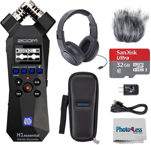 Main image of H1essential Stereo Recorder with 32-Bit Float, USB Microphone, Bundle with Accessory Pack for H1essential, Over-Ear Stereo Headphones, 32GB microSD Card