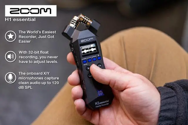 Alt view image 4 of 6 - H1essential Stereo Recorder with 32-Bit Float, USB Microphone, Bundle with Accessory Pack for H1essential, Over-Ear Stereo Headphones, 32GB microSD Card