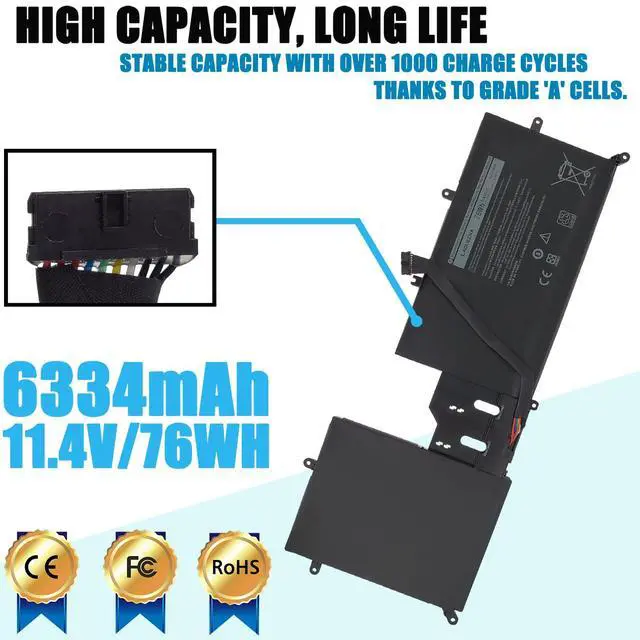 Alt view image 2 of 6 - Y9M6F Laptop Battery Compatible with Dell Alienware M15 R2 P87F Alienware M17 R2 P41E Series 0Y9M6F 8K84V 08K84V 11.4V 76Wh 6-Cell