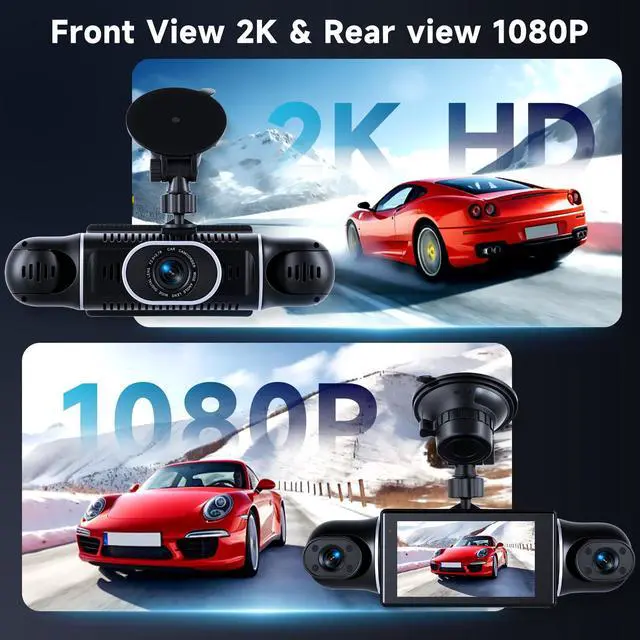 Alt view image 3 of 6 - 4 Channel Dash Cam with Front Rear Left Right Cameras, 360° Car Camera System for Driving & Parking, Night Vision, Parking Monitor, G-Sensor, Loop Recording, Multi-Camera Dashcam+64GB Card