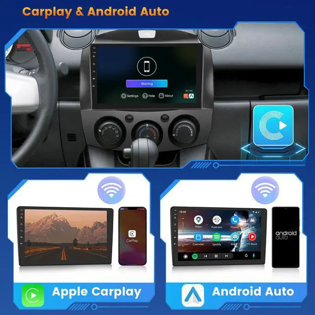 Alt view image 3 of 6 - 5Ghz WiFi 2G+64G Android 15 Car Radio for Mazda 2 2007-2014 Car Stereo with Wireless Carplay Android Auto,5.0 Bluetooth,Build-in EQ,9inch IPS Touchscreen,GPS,FM/RDS SWC AHD Backup Camera MIC