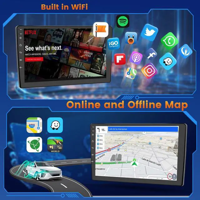 Alt view image 4 of 6 - 5Ghz WiFi 2G+64G Android 15 Car Radio for Mazda 2 2007-2014 Car Stereo with Wireless Carplay Android Auto,5.0 Bluetooth,Build-in EQ,9inch IPS Touchscreen,GPS,FM/RDS SWC AHD Backup Camera MIC