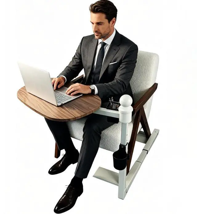 Main image of Auxiliary Tray 360 ° Rotating Height Adjustable Rotating TV, Computer Desk, car Five Function Auxiliary Safety Handle (White, Spherical armrest Table)