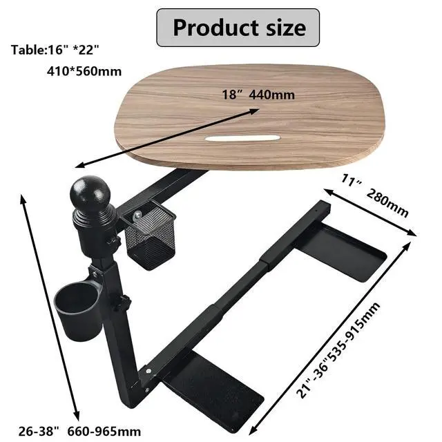 Alt view image 2 of 6 - Auxiliary Tray 360 ° Rotating Height Adjustable Rotating TV, Computer Desk, car Five Function Auxiliary Safety Handle (White, Spherical armrest Table)
