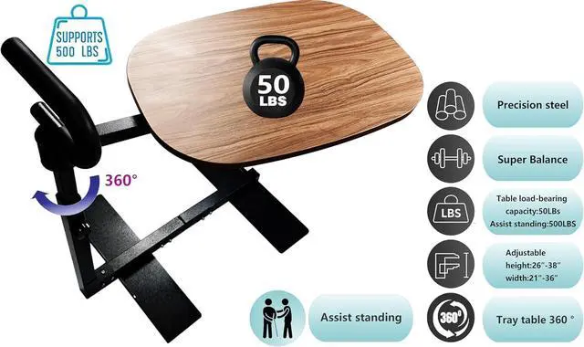 Alt view image 3 of 6 - Auxiliary Tray 360 ° Rotating Height Adjustable Rotating TV, Computer Desk, car Five Function Auxiliary Safety Handle (White, Spherical armrest Table)