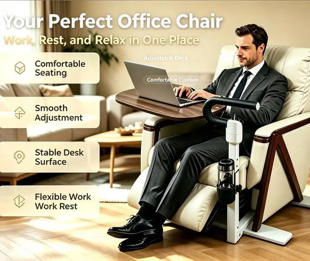 Alt view image 6 of 6 - Auxiliary Tray 360 ° Rotating Height Adjustable Rotating TV, Computer Desk, car Five Function Auxiliary Safety Handle (White, Spherical armrest Table)