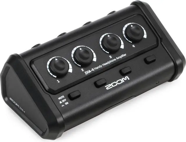 Main image of ZHA-4 4-Channel, Battery-Powered Headphone Amplifier with Volume & Mute Functions, for Podcasting, Music, Production