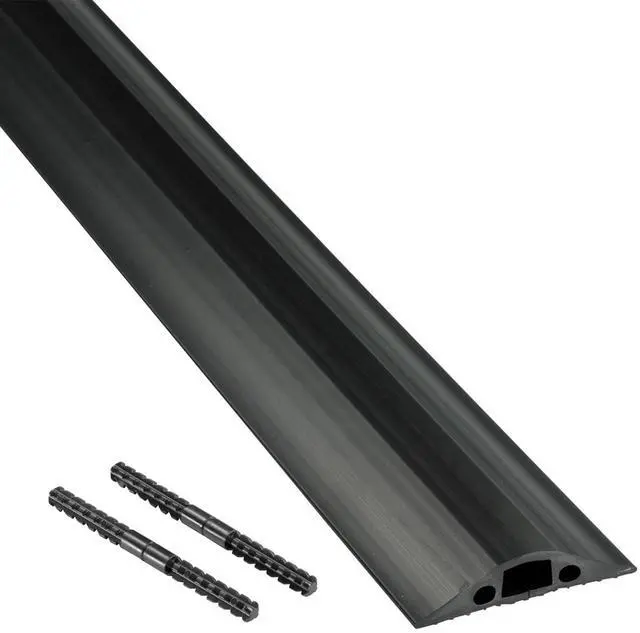 Main image of 30ft Floor Cord Cover, Made in USA Linkable Cable Protector, Hide Extension Cords, Protect Cords, Prevent Cable Trips, Cord Hider, Heavy Duty - Cord Cavity = 0.56" (W) x 0.35" (H) - Black