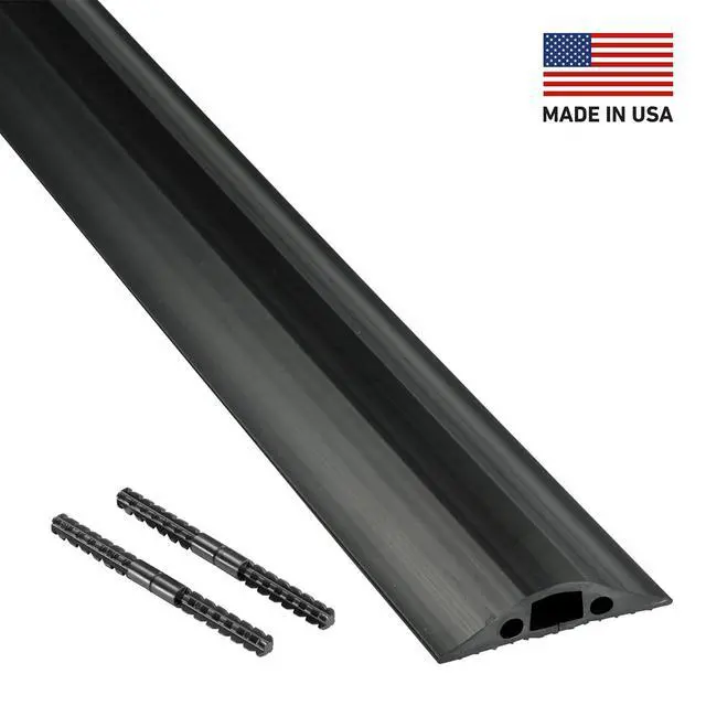 Alt view image 2 of 6 - 30ft Floor Cord Cover, Made in USA Linkable Cable Protector, Hide Extension Cords, Protect Cords, Prevent Cable Trips, Cord Hider, Heavy Duty - Cord Cavity = 0.56" (W) x 0.35" (H) - Black