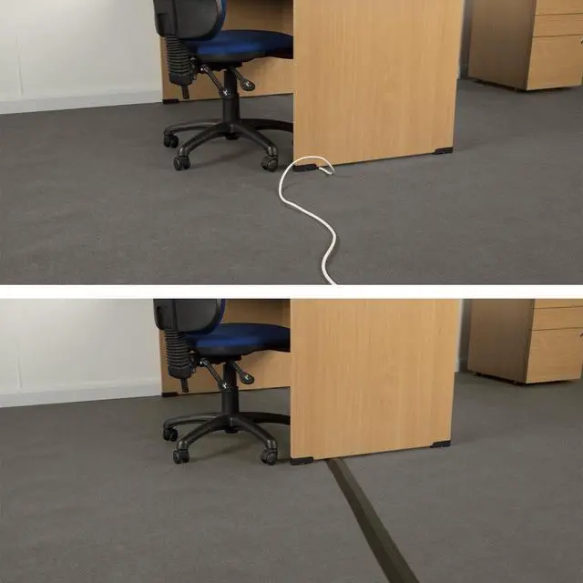 Alt view image 4 of 6 - 30ft Floor Cord Cover, Made in USA Linkable Cable Protector, Hide Extension Cords, Protect Cords, Prevent Cable Trips, Cord Hider, Heavy Duty - Cord Cavity = 0.56" (W) x 0.35" (H) - Black