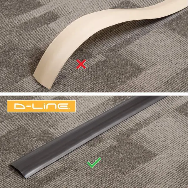 Alt view image 5 of 6 - 30ft Floor Cord Cover, Made in USA Linkable Cable Protector, Hide Extension Cords, Protect Cords, Prevent Cable Trips, Cord Hider, Heavy Duty - Cord Cavity = 0.56" (W) x 0.35" (H) - Black