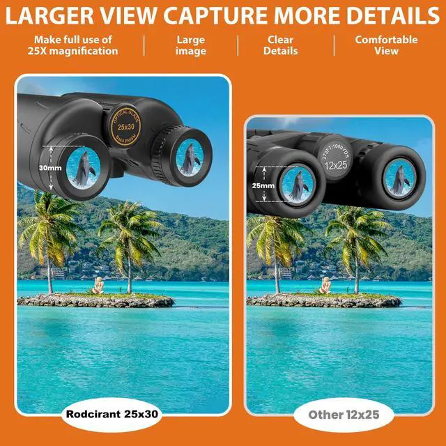 Alt view image 3 of 6 - 25x30 High-Precision Large Eyepiece Premium Binoculars for Adults with Universal Phone Adapter, Tripod Kit - Perfect for Bird Watching,Outdoor Sports and Hiking