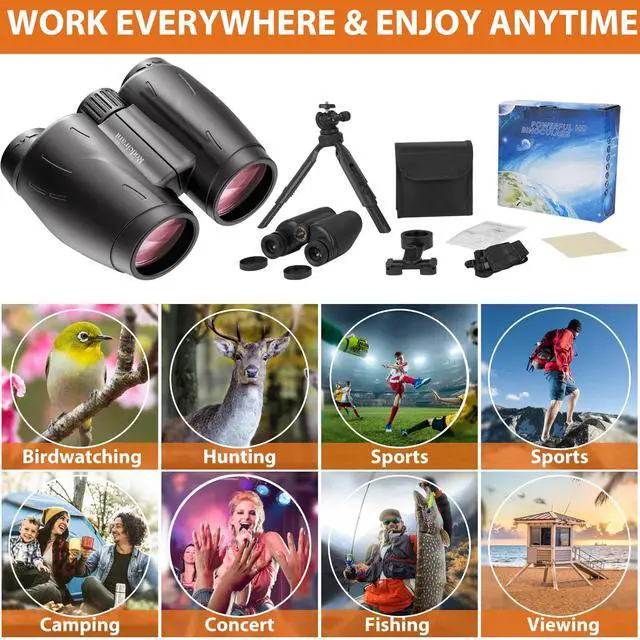 Alt view image 4 of 6 - 25x30 High-Precision Large Eyepiece Premium Binoculars for Adults with Universal Phone Adapter, Tripod Kit - Perfect for Bird Watching,Outdoor Sports and Hiking