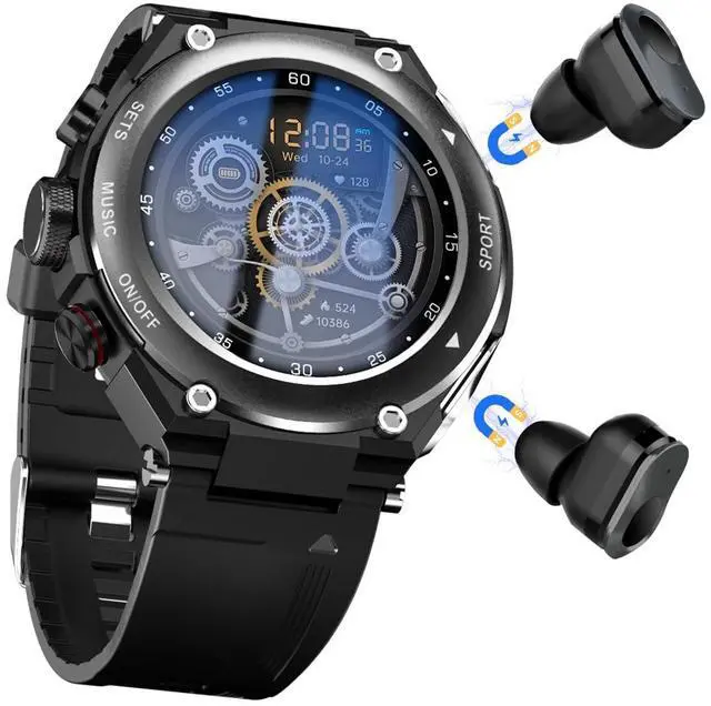Main image of Smart Watch with Earbuds 3 in 1 Round Fitness Tracker 1.28inch Smartwatch for Men Answer/Make Call Speaker Recording Sleep Monitor Sports Smart Watch Long Time Standby