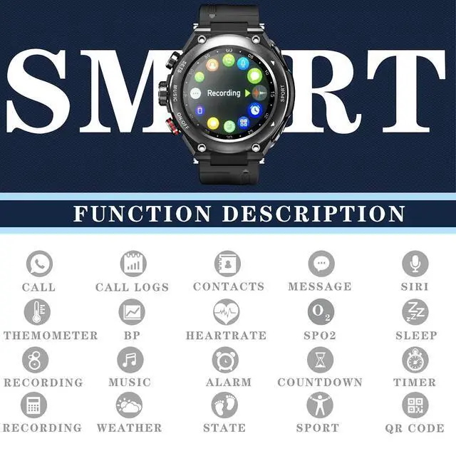 Alt view image 4 of 6 - Smart Watch with Earbuds 3 in 1 Round Fitness Tracker 1.28inch Smartwatch for Men Answer/Make Call Speaker Recording Sleep Monitor Sports Smart Watch Long Time Standby