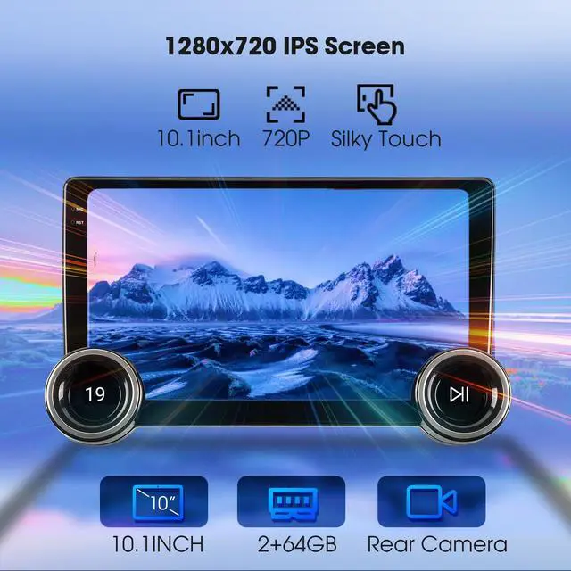 Alt view image 4 of 6 - 10.1" Wireless CarPlay & Android Auto Car Stereo - 2GB RAM 64GB ROM, DSP Sound, 1080P Backup Camera, Bluetooth 5.0, HD Touchscreen Media Receiver