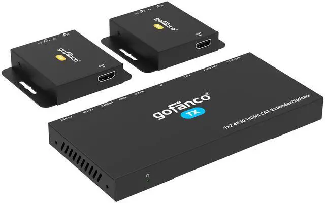 Main image of 4K 1x2 HDMI Extender Splitter Over CAT6/7 131ft (40m) at 4K 30Hz, 230ft (70m) at 1080p, HDCP 1.4, Poc, IR, HDMI Loopout, RS232 Control, Surge/Lightning/ESD Protection (HD14Ext-2P v2.0)