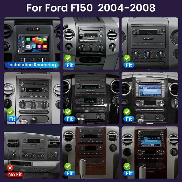 Alt view image 2 of 6 - 4Core+64G ROM Car Radio for Ford F150 2004-2008:7 Inch Touch Screen Stereo with Wireless CarPlay Android Auto Bluetooth 5.0 FM/RDS Audio GPS 5G WiFi SWC 1080P Backup Camera