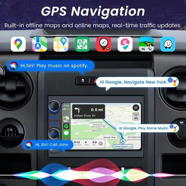 Alt view image 5 of 6 - 4Core+64G ROM Car Radio for Ford F150 2004-2008:7 Inch Touch Screen Stereo with Wireless CarPlay Android Auto Bluetooth 5.0 FM/RDS Audio GPS 5G WiFi SWC 1080P Backup Camera