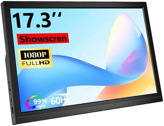 Main image of 17.3inch Portable Monitor for Laptop FHD 1920x1080P 60HZ with Speaker HDMI USB-C Extent PC Monitor Compatible with Computer Xbox Switch mini PC PS4/5 Mac