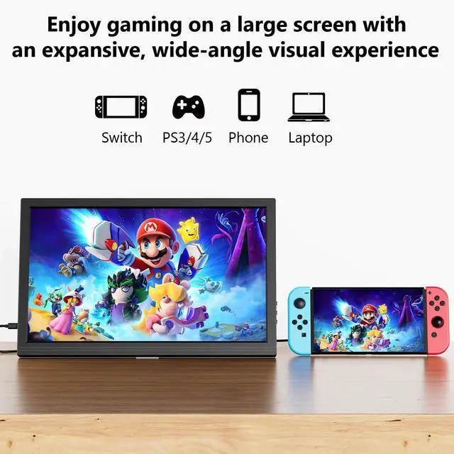 Alt view image 5 of 6 - 17.3inch Portable Monitor for Laptop FHD 1920x1080P 60HZ with Speaker HDMI USB-C Extent PC Monitor Compatible with Computer Xbox Switch mini PC PS4/5 Mac