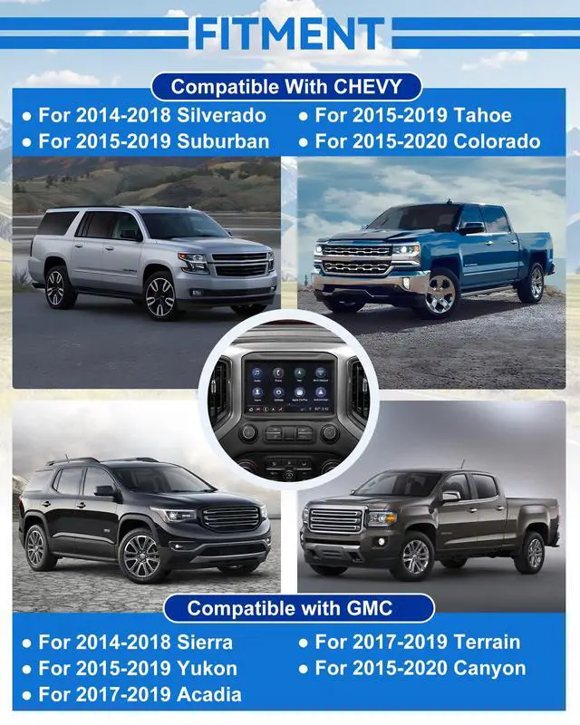 Alt view image 5 of 6 - 8" Touch Screen with LCD Digitizer Navigation Radio Replacement for Chevy GMC 2014-2018 Silverado Sierra, 2015-2019 Tahoe Yukon Suburban Colorado Canyon, 2017-2019 Acadia Terrain Replace # DJ080PA-01A